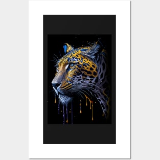 Splash Art of a Leopard Posters and Art